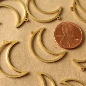 10 pc. Raw Brass Open Moon Charms, 26mm by 17mm MIS-445 image 3