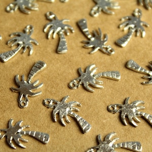 20 pc. Silver Plated Palm Tree Charms: 18mm by 10mm | MIS-285
