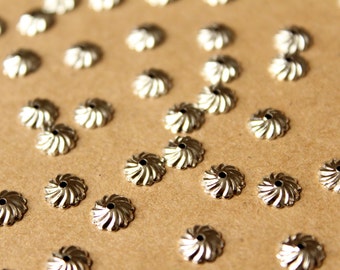 100 pc. Silver Plated Brass Swirl Bead Caps, 7mm  | FI-345