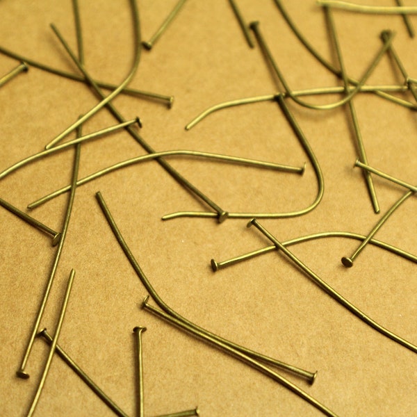 100 pc. Antique Bronze Headpins, 50mm long 22 gauge | FI-568