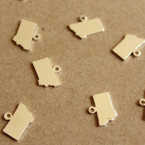 6 pc. Silver Plated Brass Montana State Charms / Blanks: 11.5mm by 9mm made in USA SI-124 image 2