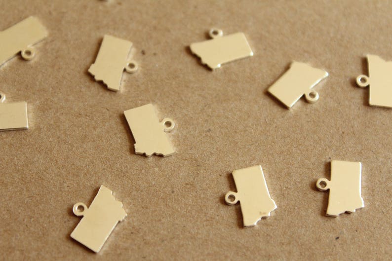 6 pc. Silver Plated Brass Montana State Charms / Blanks: 11.5mm by 9mm made in USA SI-124 image 2