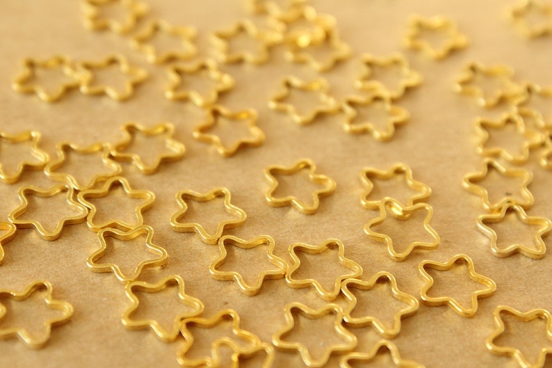 50 pc. Gold Plated Star Links: 9-10 mm in diameter FI-126 image 2