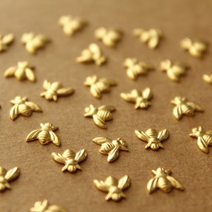 12 pc. Tiny Gold Plated Brass Bees: 7mm by 6mm made in USA GLD-001 image 3