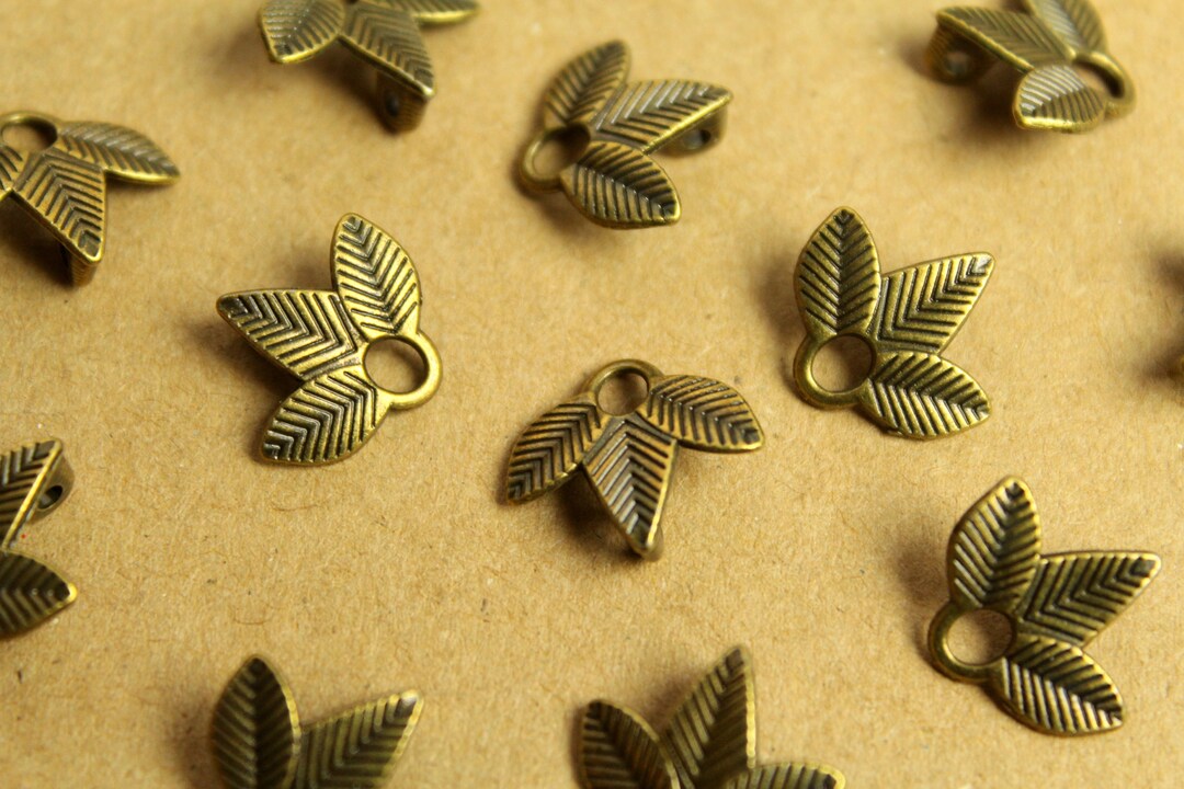 12 Pc. Small Antique Bronze Leaf Connector Charms, 13mm by 14mm MIS125