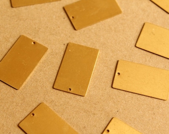 6 pc. Raw Brass Rectangle Charms: 19mm by 32mm - made in USA | RB-1019