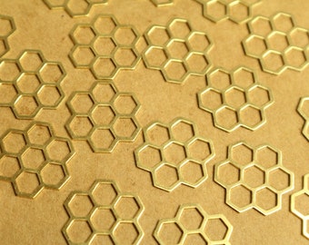 5 pc. Raw Brass Honeycomb Charms: 22mm by 21mm | MIS-042*