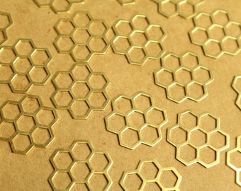 5 pièces Breloques nid d'abeille en laiton brut : 22 mm sur 21 mm | MIS-042*