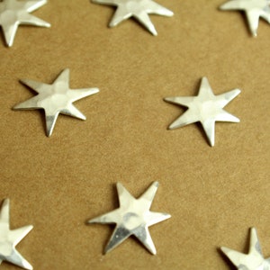 10 pc. Small Silver Plated Brass Hammered Star Burst Stampings: 16mm by 13mm - made in USA | SI-338