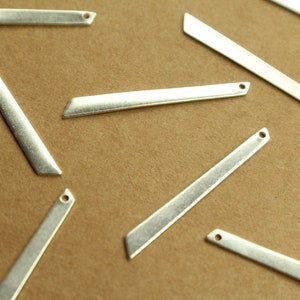 12 pc. Silver Plated Brass Narrow Asymmetrical Bars with One Hole: 37mm by 4mm - made in USA | SI-370