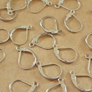 50 pc. Silver Leverback Earwires 10mm by 15mm FI-426 image 1