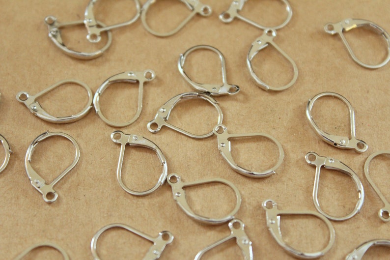 50 pc. Silver Leverback Earwires 10mm by 15mm FI-426 image 1