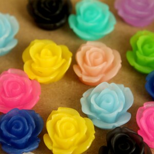 CLOSEOUT - 20 pc. Multi Colored Frosted Rose Cabochons 18mm | RES-392