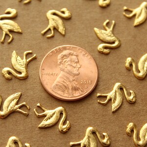 12 pc. Small Gold Plated Brass Flamingo Stampings: 13mm by 10mm made in USA GLD-012 image 4