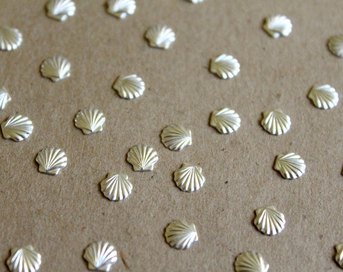 Plated Shells 12 Pc. Tiny Silver Plated Brass Seashells Shells: 6mm by 6mm - Made in ...