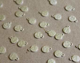 10 pc. Silver Plated Brass Hammered Circle Tags: 7mm by 8.5mm - made in USA | SI-052