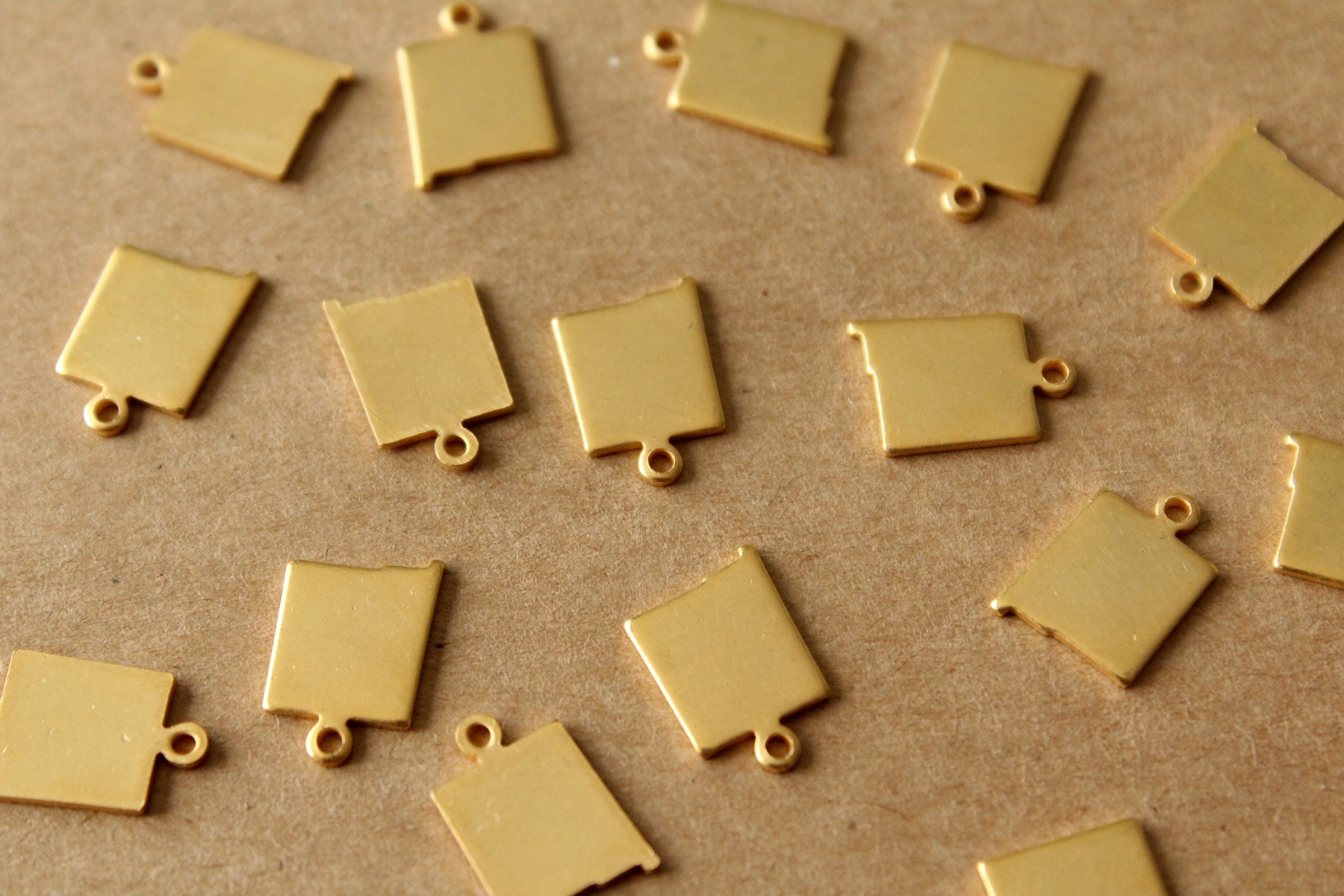 6 個 金メッキ真鍮製ニューメキシコ州チャーム / ブランク: 8 mm x