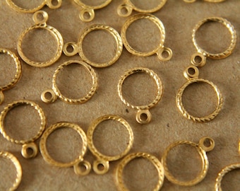 16 pc. Small Raw Brass Circle Outline Charms: 10mm by 8mm - made in USA | RB-088