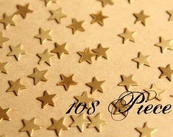 108 pc. Small Raw Brass Stars: 6mm by 6mm - made in USA | RB-786-3