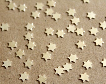 24 pc. Tiny Silver Plated Brass Six Point Stars: 6mm by 6mm - made in USA | SI-112