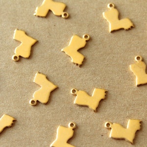 6 pc. Gold Plated Brass Louisiana State Charms / Blanks: 11mm by 12mm - made in USA | GLD-120*