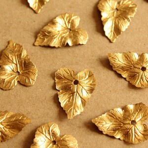 8 pc. Medium Raw Brass Ivy Leaves: 20mm by 27mm made in USA RB-1012 image 2