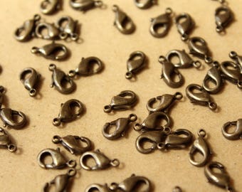 30 pc. Antiqued Brass Lobster Clasps, 5mm x 10mm | FI-369