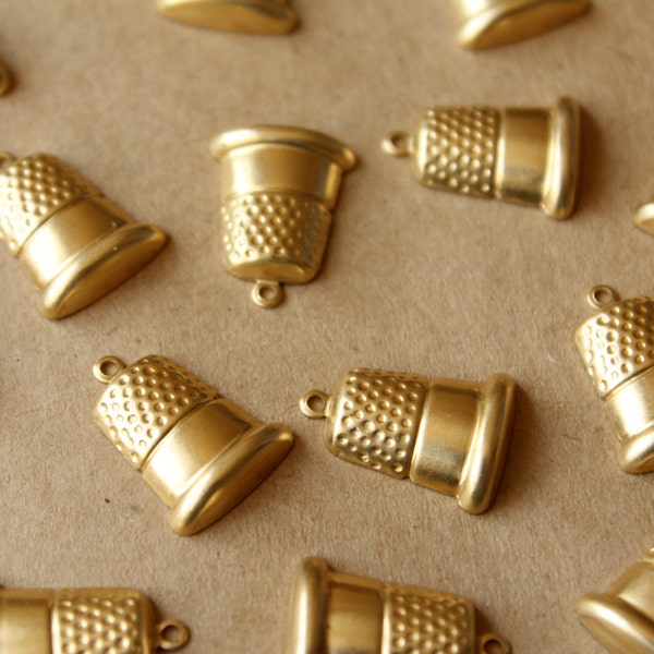 12 pc. Raw Brass Thimble Charms, 14mm by 18mm - made in USA | RB-717