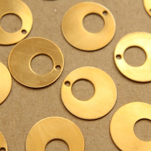 10 pc. Raw Brass Circle in Circle Charms: 19mm diameter - made in USA | RB-858