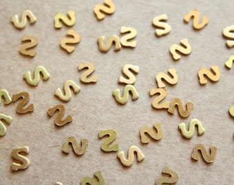 6 pc. Tiny Raw Brass Letter S Stampings - 5mm by 6mm - made in USA | RB-1175