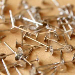 100 pc. Stainless Steel Earring Posts, 4mm pad Also available in 500 and 1000 piece FI-129 image 4