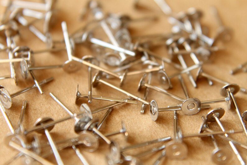 100 pc. Stainless Steel Earring Posts, 4mm pad Also available in 500 and 1000 piece FI-129 image 4