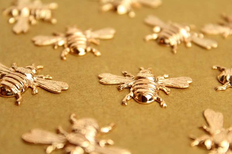 2 pc. Medium Rose Gold Plated Brass Queen Bees: 26mm by 16mm made in USA ROS-178 image 3