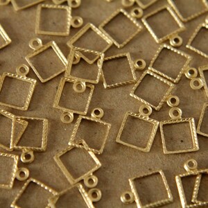 16 pc. Small Raw Brass Square Outline Charms: 9.5mm by 7.5mm made in USA RB-087 image 2