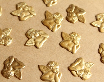 6 pc. Raw Brass Cherub / Angel Stampings: 15.5mm by 14mm - made in USA | RB-1182