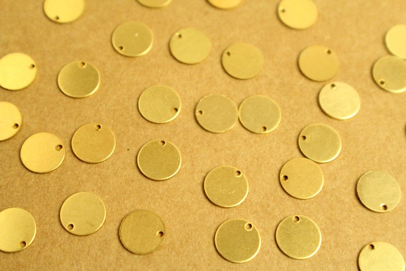made in USA 16 pc RB-1312 Raw Brass Circle Charms: 8.5mm in diameter