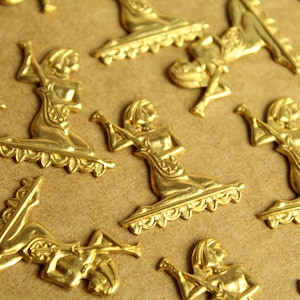 3 pc. Raw Brass Egyptian with Lute Stampings: 24mm by 26mm - made in USA | RB-1314