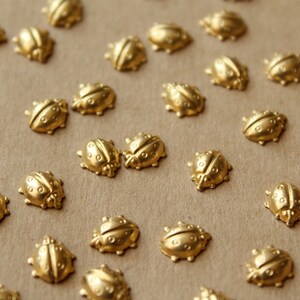 26 pc. Tiny Raw Brass Ladybug Stampings: 8.5mm by 8mm - made in USA | RB-751