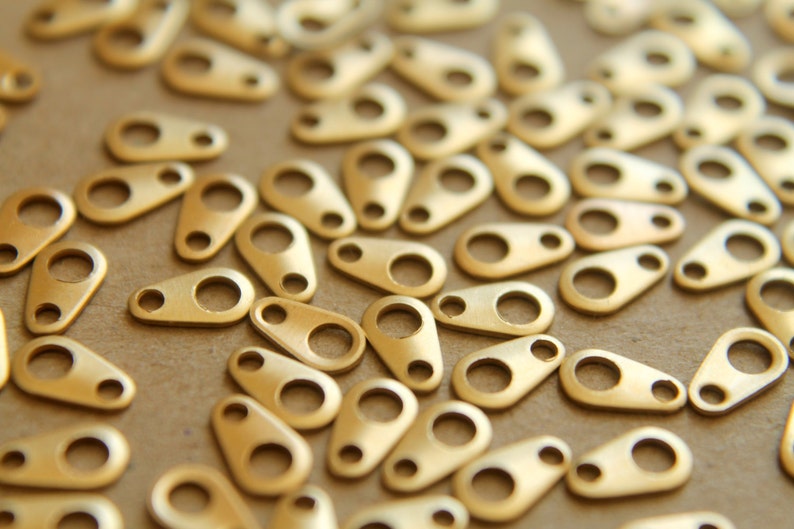 24 pc. Raw Brass Chain Tabs: 7mm by 4mm made in USA RB-143 image 1