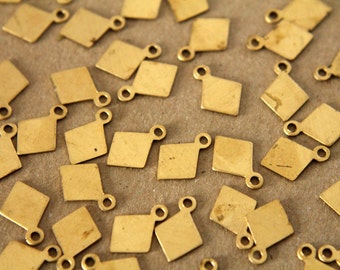 16 pc. Small Raw Brass Diamond Tags: 13mm by 9mm - made in USA | RB-113