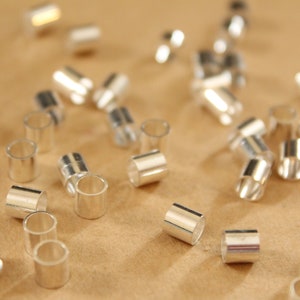 100 pc. Short Silver Tube Beads, 5mm long by 5mm wide FI-418 image 1