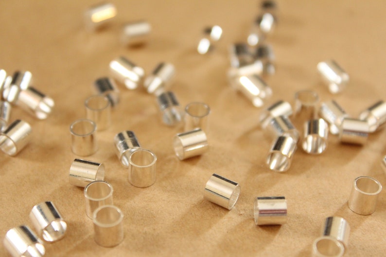100 pc. Short Silver Tube Beads, 5mm long by 5mm wide FI-418 image 1