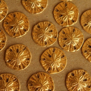 10 pc. Tiny Raw Brass Sand Dollars: 11mm by 11mm made in USA RB-024 image 3