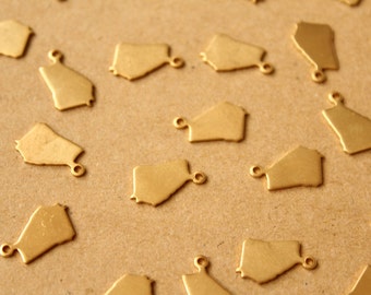 8 pc. Raw Brass Georgia State Charms / Blanks: 10mm by 14mm - made in USA | RB-976