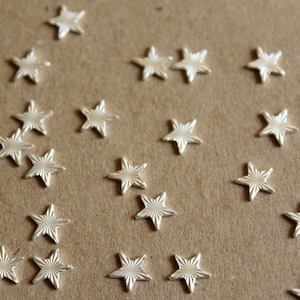 10 pc. Tiny Silver Plated Brass Textured Stars: 6.5mm diameter - made in USA | SI-109