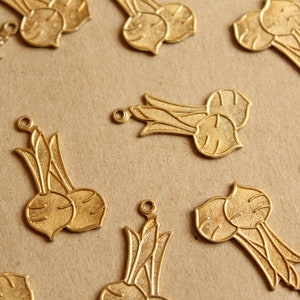 4 pc. Large Raw Brass Beet Charms: 29.5mm by 16mm - made in USA | RB-1142