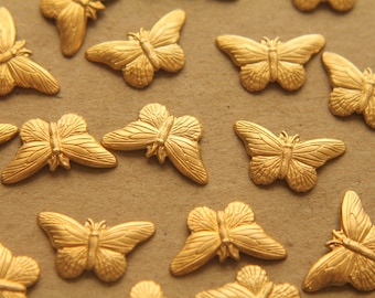 8 pc. Medium Raw Brass Butterfly Stampings: 20mm by 11.5mm - made in USA | RB-215