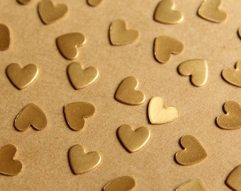 30 pc. Tiny Raw Brass Heart Stampings: 7mm by 6mm - made in USA | RB-780