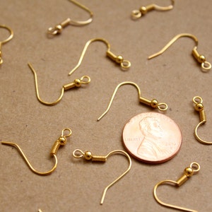 100 pc. Gold Plated Fishhook Earwires 18mm long FI-273 image 3