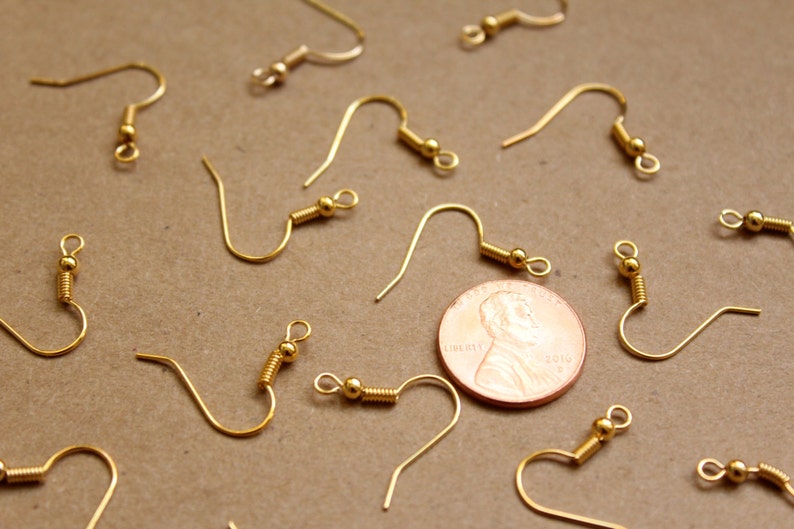 100 pc. Gold Plated Fishhook Earwires 18mm long FI-273 image 3